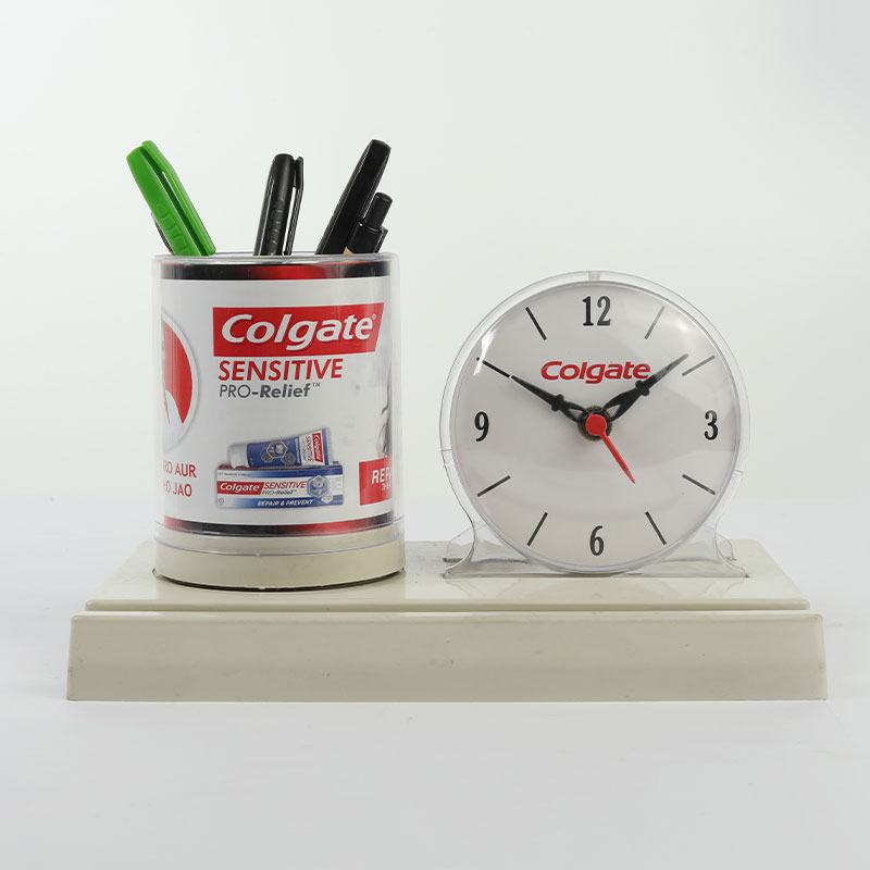 Colgate Branded Desk Clock with Pen Holder