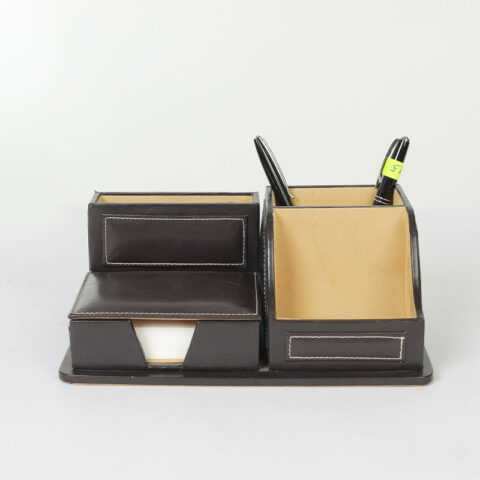 Leather pen stand for office