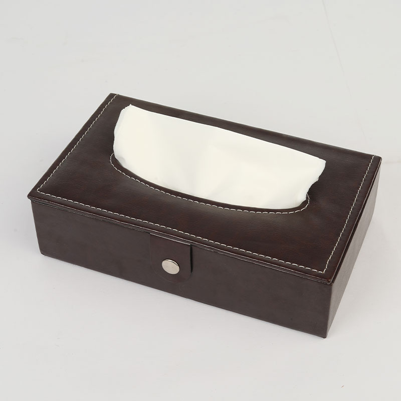 Premium Leather Tissue Box Holder – Dark Brown