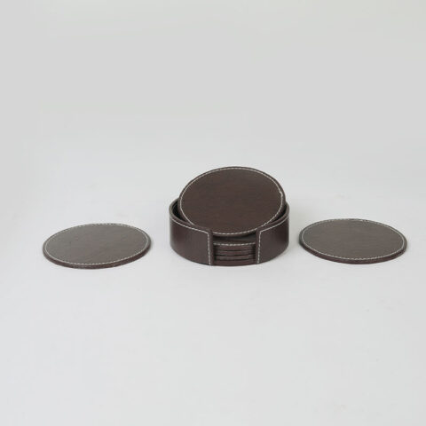 Round shape leather coaster sets