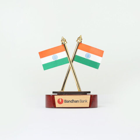 Twin Indian Flag Desktop Stand