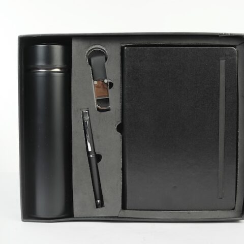 Modern All-Black Corporate Gift Set with LED Flask
