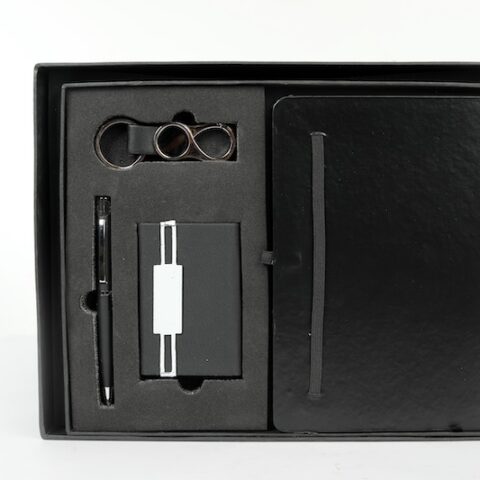 Modern Black Corporate Gift Set with Infinity Keychain