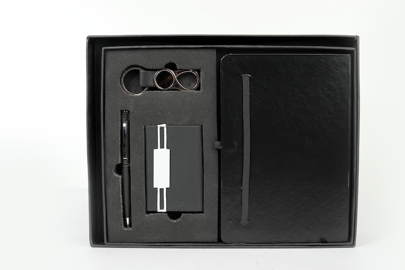 Modern Black Corporate Gift Set with Infinity Keychain