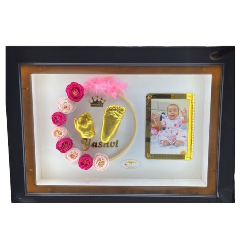 Personalized Baby 3D Hand & Foot Casting Frame with Photo – Golden Keepsake Gift