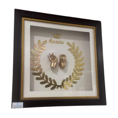 Luxury Baby Hand & Foot Casting Frame with Golden Leaf Design