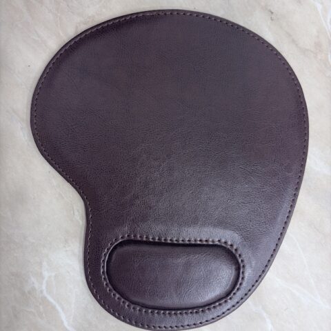 Black Faux Leather Mouse Pad