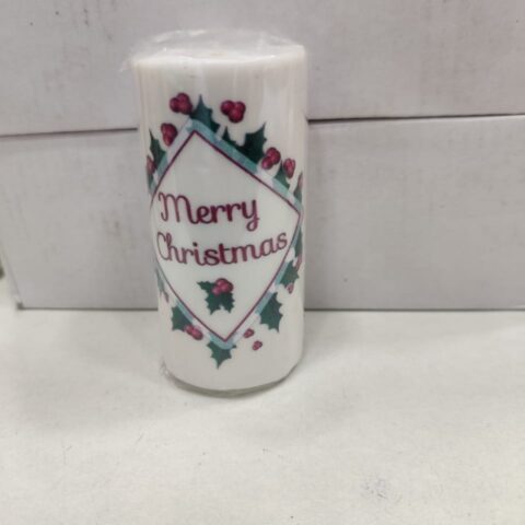 Merry Christmas Decorative Pillar Candle