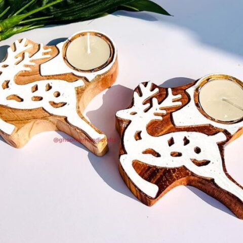 Reindeer Wooden Tealight Holder