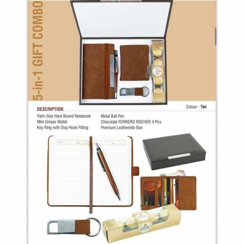 5-in-1 GIFT COMBO - notebook, wallet, keyring, pen, Premium Leatherette Box